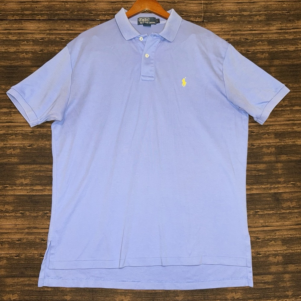 Polo Ralph Lauren Size L Pony Logo Polo Shirt Blue Pastel Preppy Classic